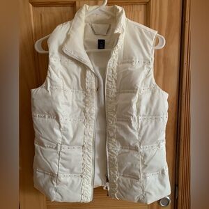 White House Black Market WHBM Woman’s Puffer Jacket Vest Cream small